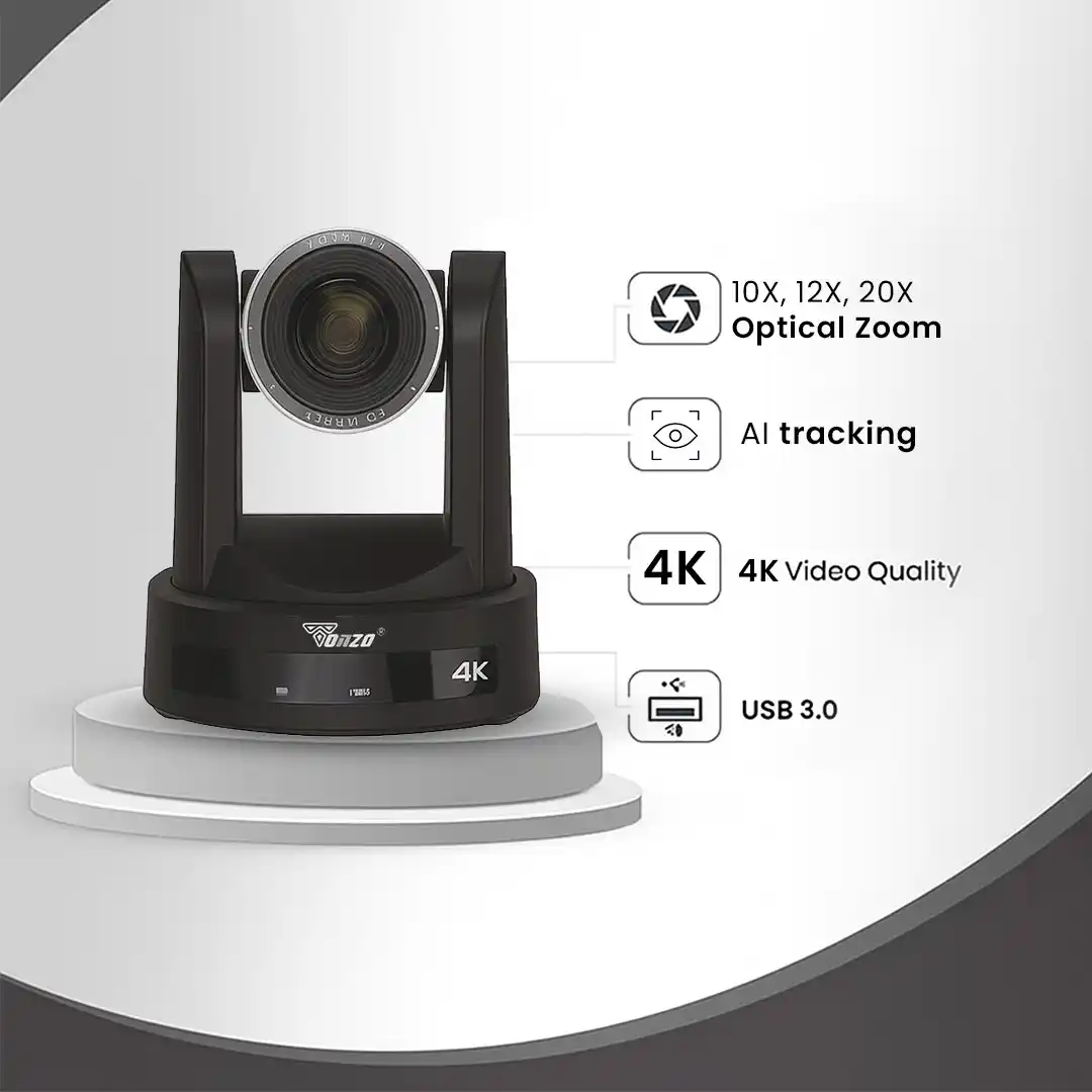 Tonzo PTZ 430X 4K Digital Webcam Full HD 1080P Auto Focus USB Camera with Pan Tilt Zoom Plug